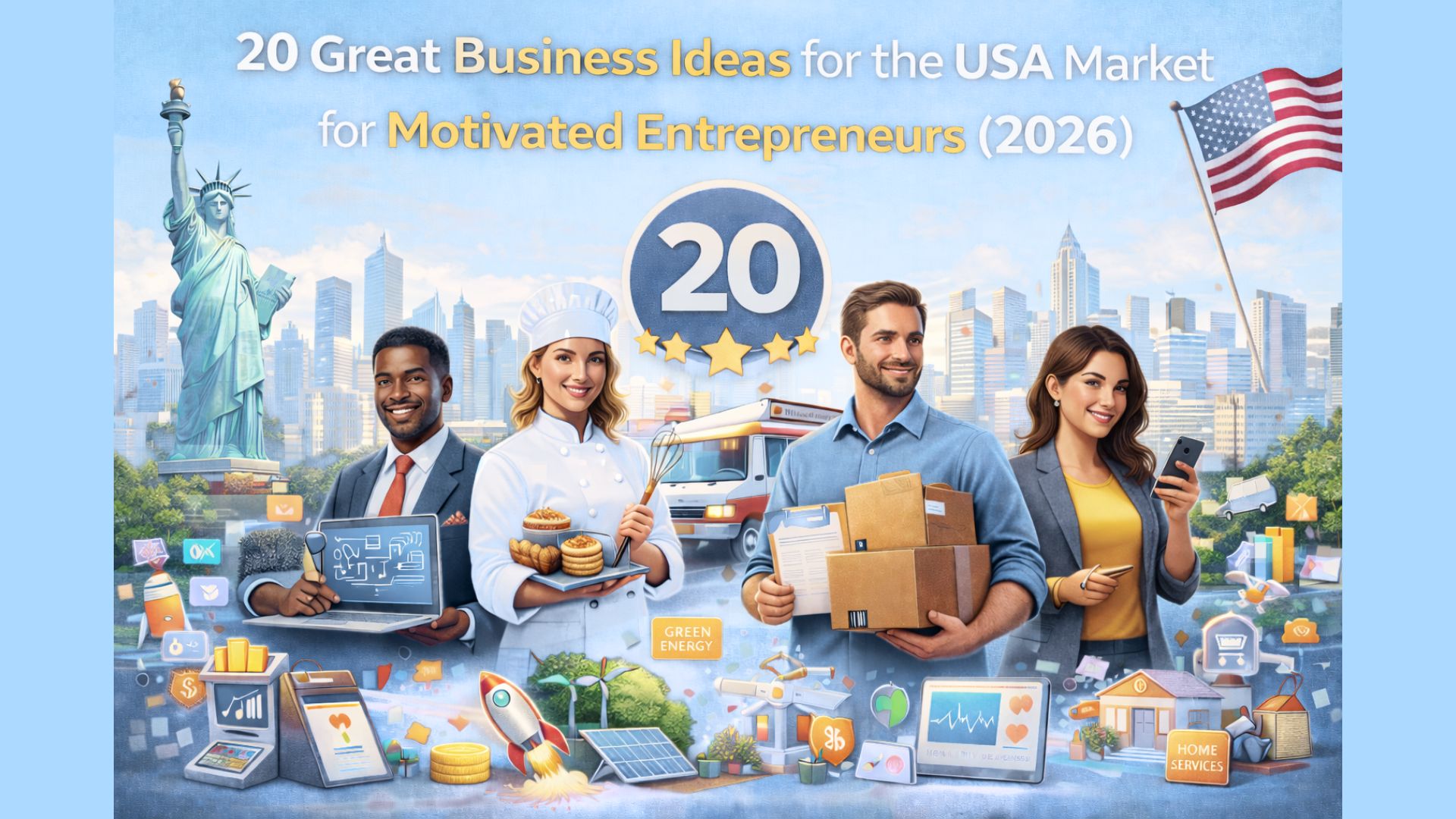 20 Great Business Ideas for the USA Market for Motivated Entrepreneurs (2026)